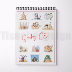 Kalender Quirky Cats 2026 med tolv lekfulla kattmotiv