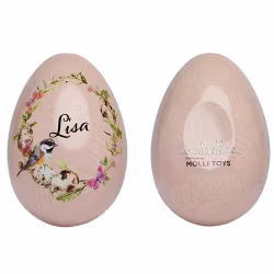 Personligt påskägg med namn – rosa ägg med fågelmotiv