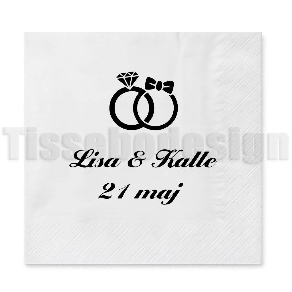 Middagsservett bröllop ringar med rosett