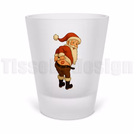Snapsglas – Tomte med humoristiskt julmotiv