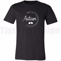 T-shirt Autism – accept, adapt, advocate med hjärtat först