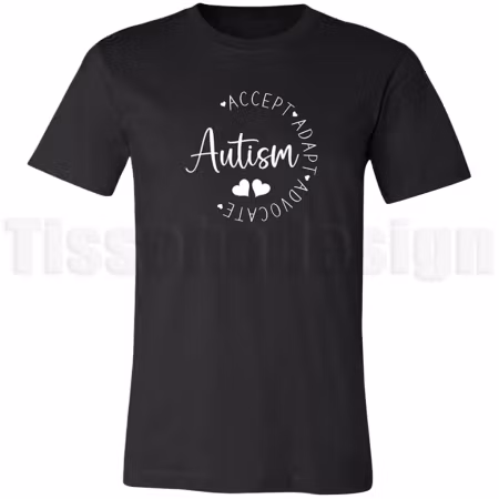 T-shirt Autism – accept, adapt, advocate med hjärtat först
