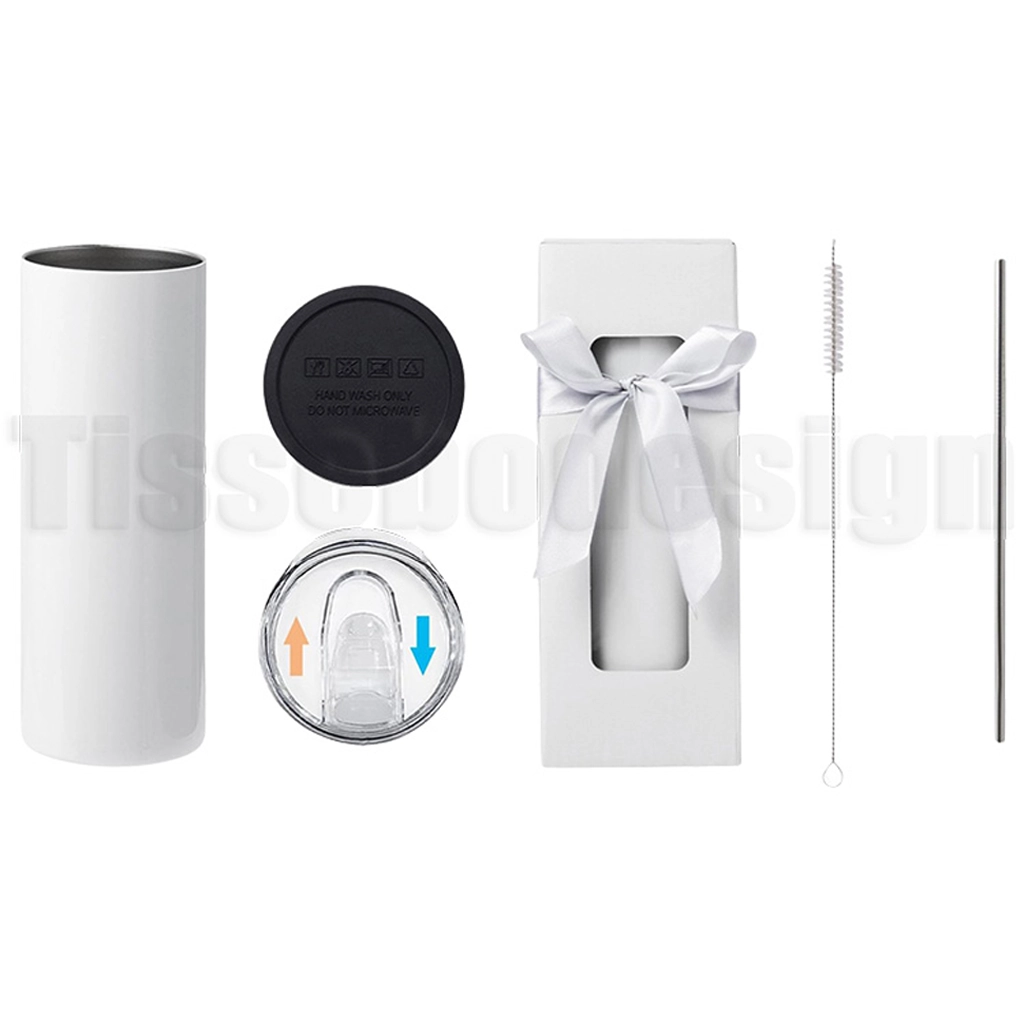 Tumbler med lock, sugrör, rengöringsborste och presentförpackning