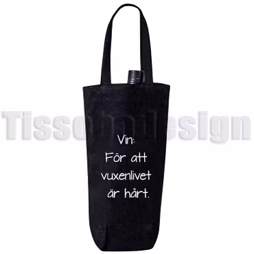 Vinväska / Flaskpåse Med Tryck  – Vin: För att Vuxenlivet Är Hårt