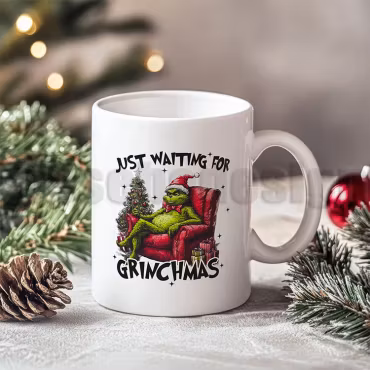 Julmugg Med Tryck - Just Waiting For Christmas 3  - Keramik 330 ml