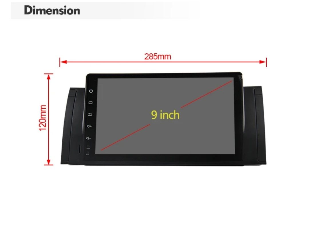 9" android 12 ,bilstereo   BMW 5 SERIE E39  ,X5,M5,E53(1996---2007) gps wifi carplay android auto blåtand rds Dsp RAM:8GB ROM: 128GB, 4G LTE