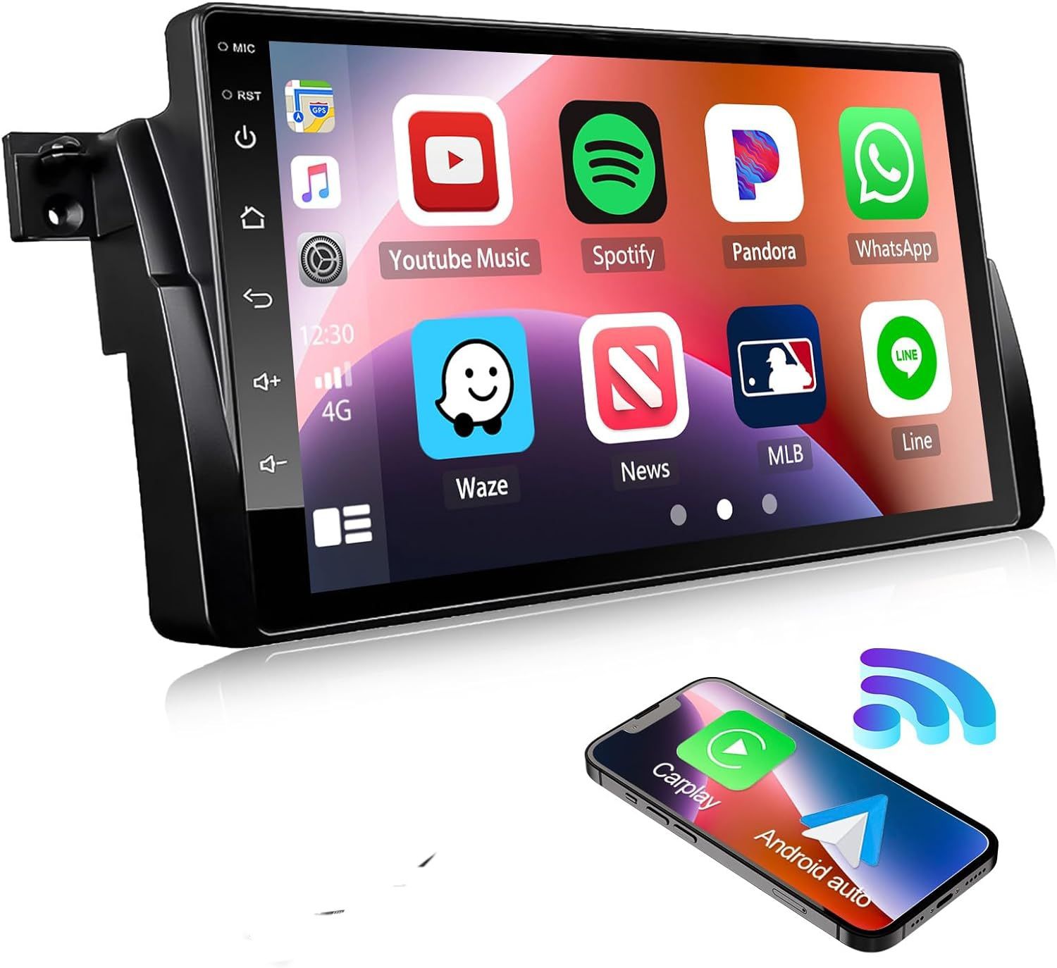 9"android 12, bilstereo BMW 3 serie E46,M3,Rover 75,  MG ZT(1998--2006) gps wifi carplay android auto blåtand rds Dsp RAM:8GB,ROM:128GB  4G LTE