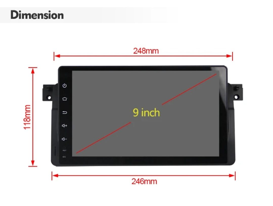 9"android 12, bilstereo BMW 3 serie E46,M3,Rover 75,  MG ZT(1998--2006) gps wifi carplay android auto blåtand rds Dsp RAM:8GB,ROM:128GB  4G LTE