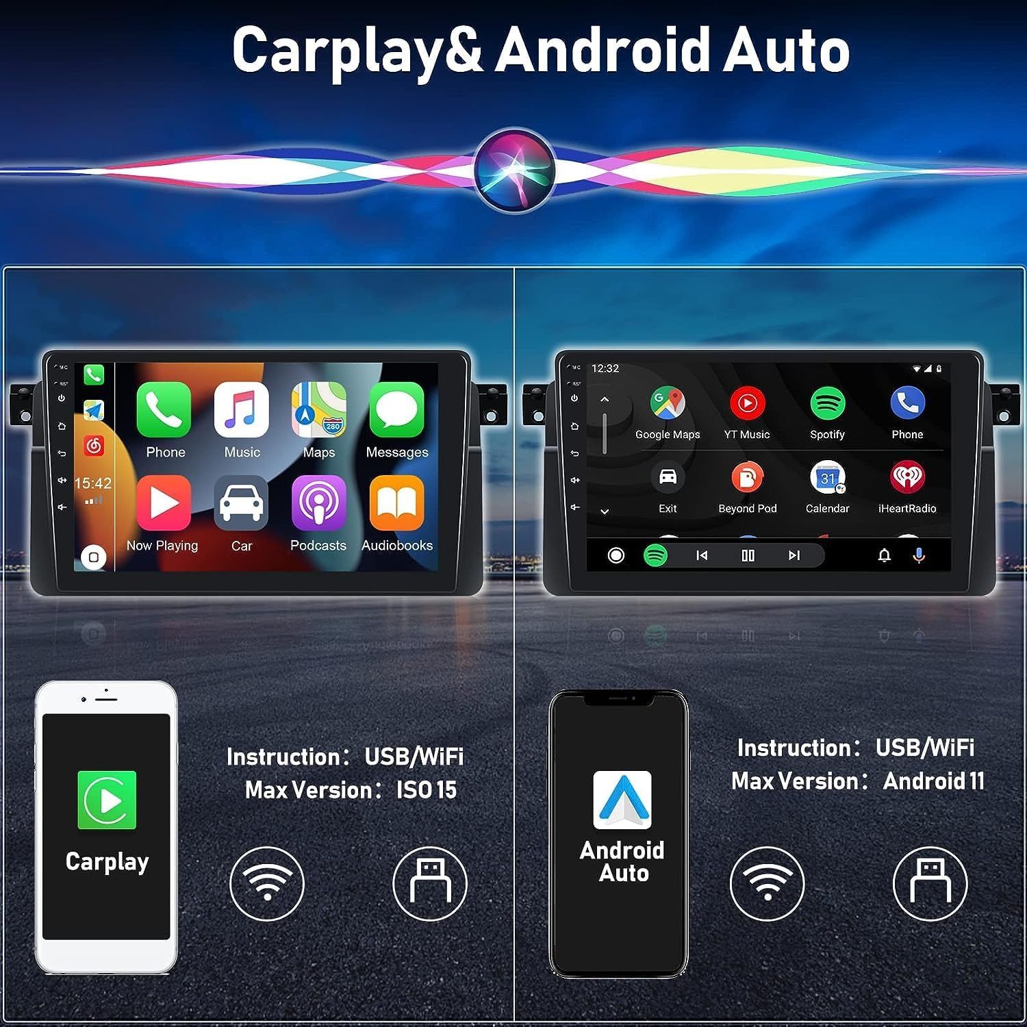 9"android 12, bilstereo BMW 3 serie E46,M3,Rover 75,  MG ZT(1998--2006) gps wifi carplay android auto blåtand rds Dsp RAM:8GB,ROM:128GB  4G LTE