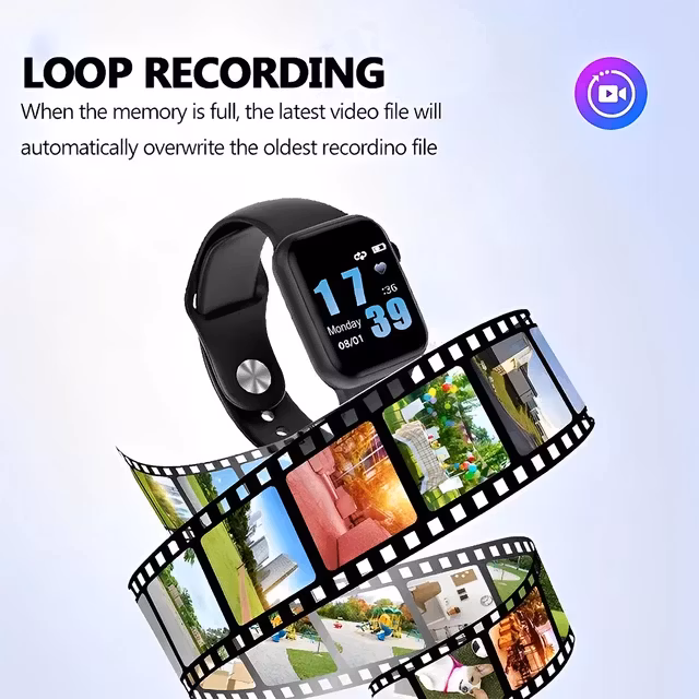 Armband klocka med dold mörkerseende kamera, 128GB extra minne