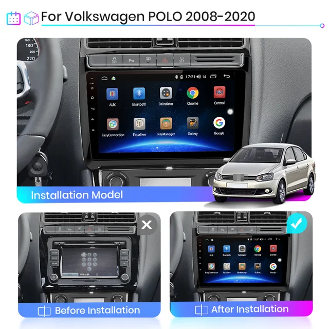 9" android 13 bilstereo VW polo ( 2008--2020) gps wifi carplay android auto blåtand wifi  rds Dsp RAM:4GB,ROM: 64GB  4G  LTE