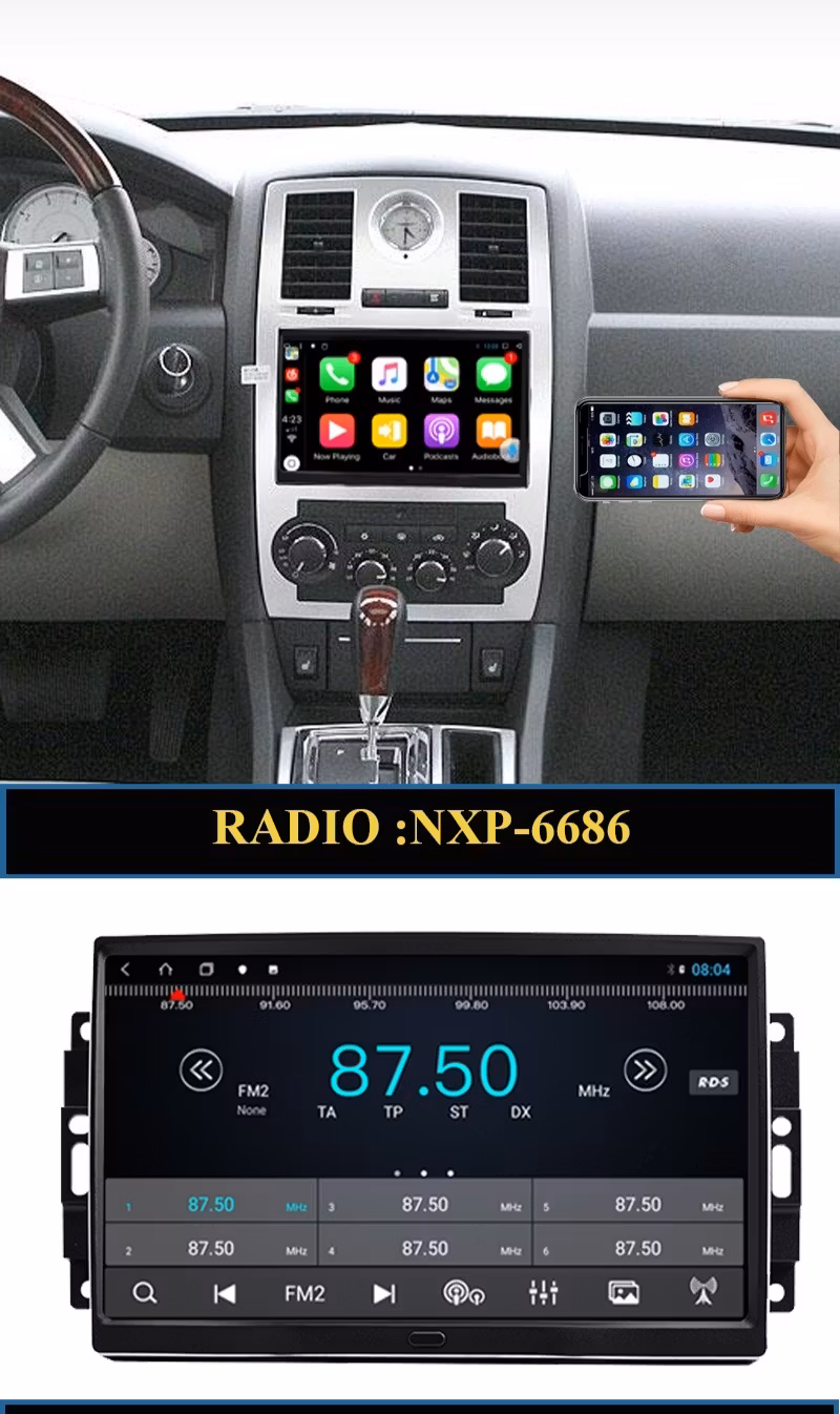 9" android12 bilstereo   Chrysler Sebring( 2007--2010) gps wifi carplay android auto blåtand rds Dsp RAM:6GB,ROM: 128GB, 4G LTE