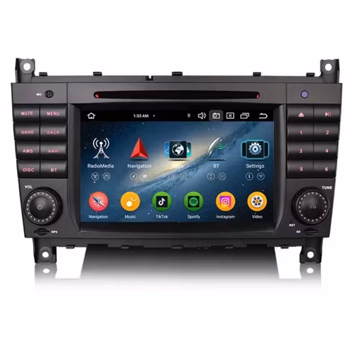 7"android 13, bilstereo dvd-spelare Mercedes-Benz.CLC klass W203 (2008---2010 ) gps wifi carplay android auto blåtand rds Dsp RAM:4GB, ROM: 64GB, 4G LTE