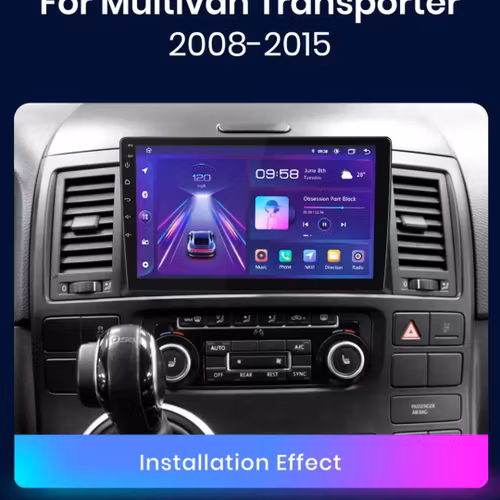 9"android 13, bilstereo VW T5 Transporter  Multivan ( 2008-2015) gps wifi carplay android auto blåtand rds Dsp RAM: 6GB  ROM: 128GB, 4G LTE