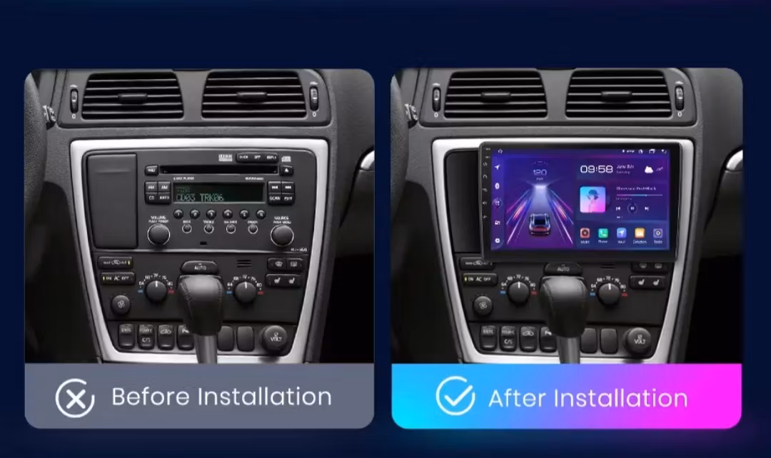 9"android 13, bilstereo Volvo V70,xc70, s60( 2004--2009)gps wifi carplay android auto blåtand rds Dsp RAM:6GB, ROM:  128GB, 4G LTE