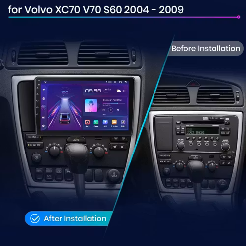 9"android 13, bilstereo Volvo V70,xc70, s60( 2004--2009)gps wifi carplay android auto blåtand rds Dsp RAM:6GB, ROM:  128GB, 4G LTE