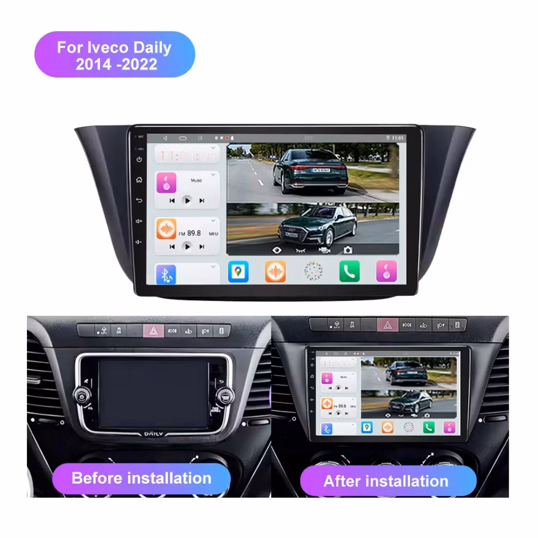 9 tum  Android 13 bilstereo  för Iveco Daily ( 2014--2022) gps wifi carplay android auto blåtand rds Dsp RAM:6GB, ROM: 128GB, 4G LTE