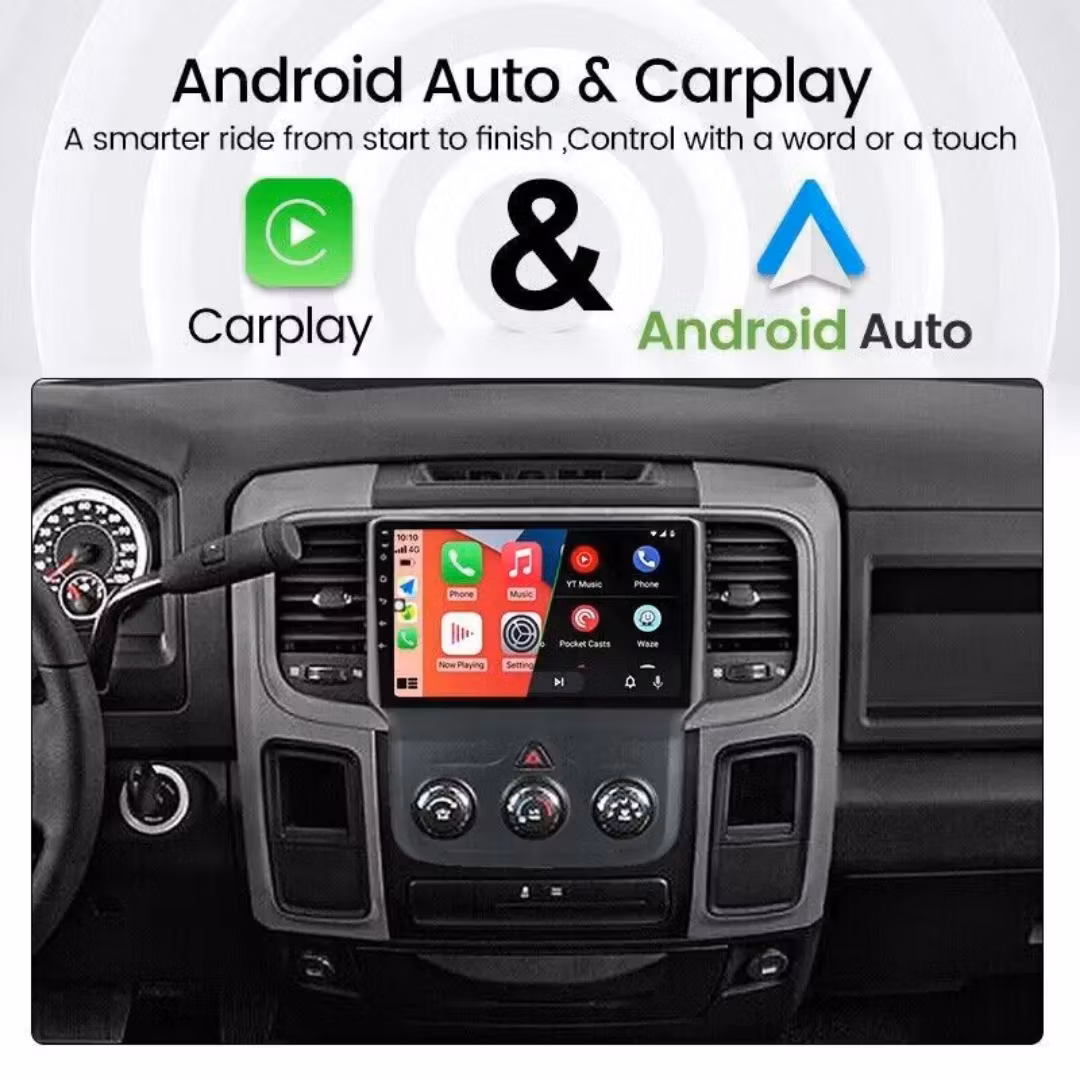 9"android 13 bilstereo  Dodge Ram  1500,2500,3500( 2013--2019) gps wifi carplay android auto blåtand rds Dsp RAM:6GB, ROM: 128GB, 4G LTE