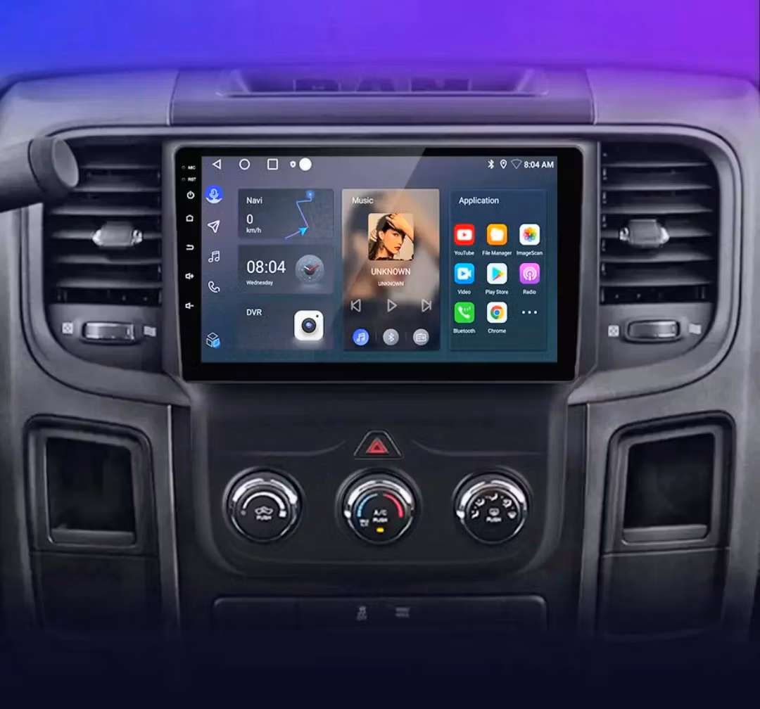 9"android 13 bilstereo  Dodge Ram  1500,2500,3500( 2013--2019) gps wifi carplay android auto blåtand rds Dsp RAM:6GB, ROM: 128GB, 4G LTE