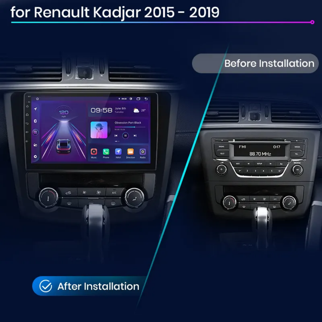 9"android 13,bilstereo Renault kadjar ( 2015--2019)gps wifi carplay android auto blåtand rds Dsp RAM:8GB, ROM: 128GB  ,4G LTE