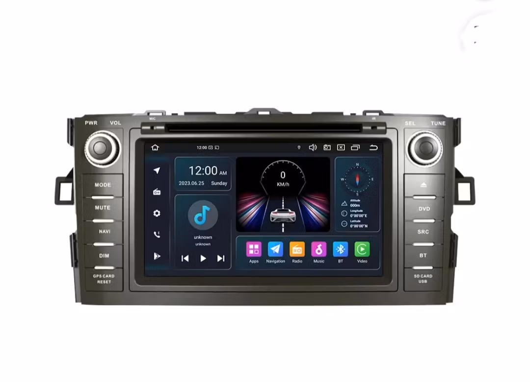 7"android 13, bilstereo  dvd spelare Toyota  Auris ( 2007--2012) gps wifi carplay android auto blåtand rds Dsp RAM: 8GB, ROM:128GB, 4G LTE
