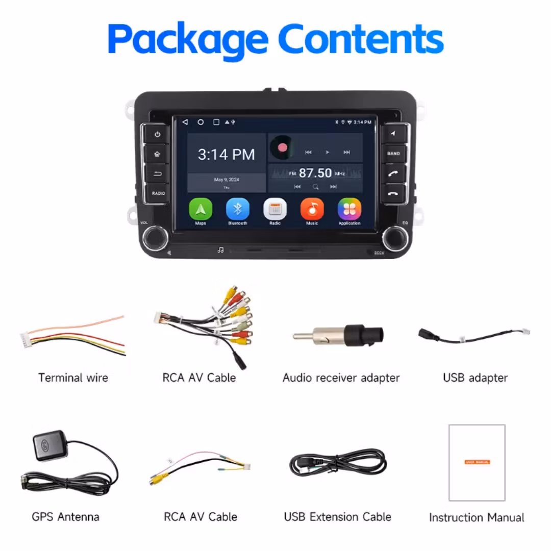 7" android 14 Bilstereo  Dvd-spelare Skoda Octavia ( 2009--2015) gps wifi carplay android auto blåtand rds Dsp RAM : 8GB, ROM : 128GB, 4G LTE, wifi