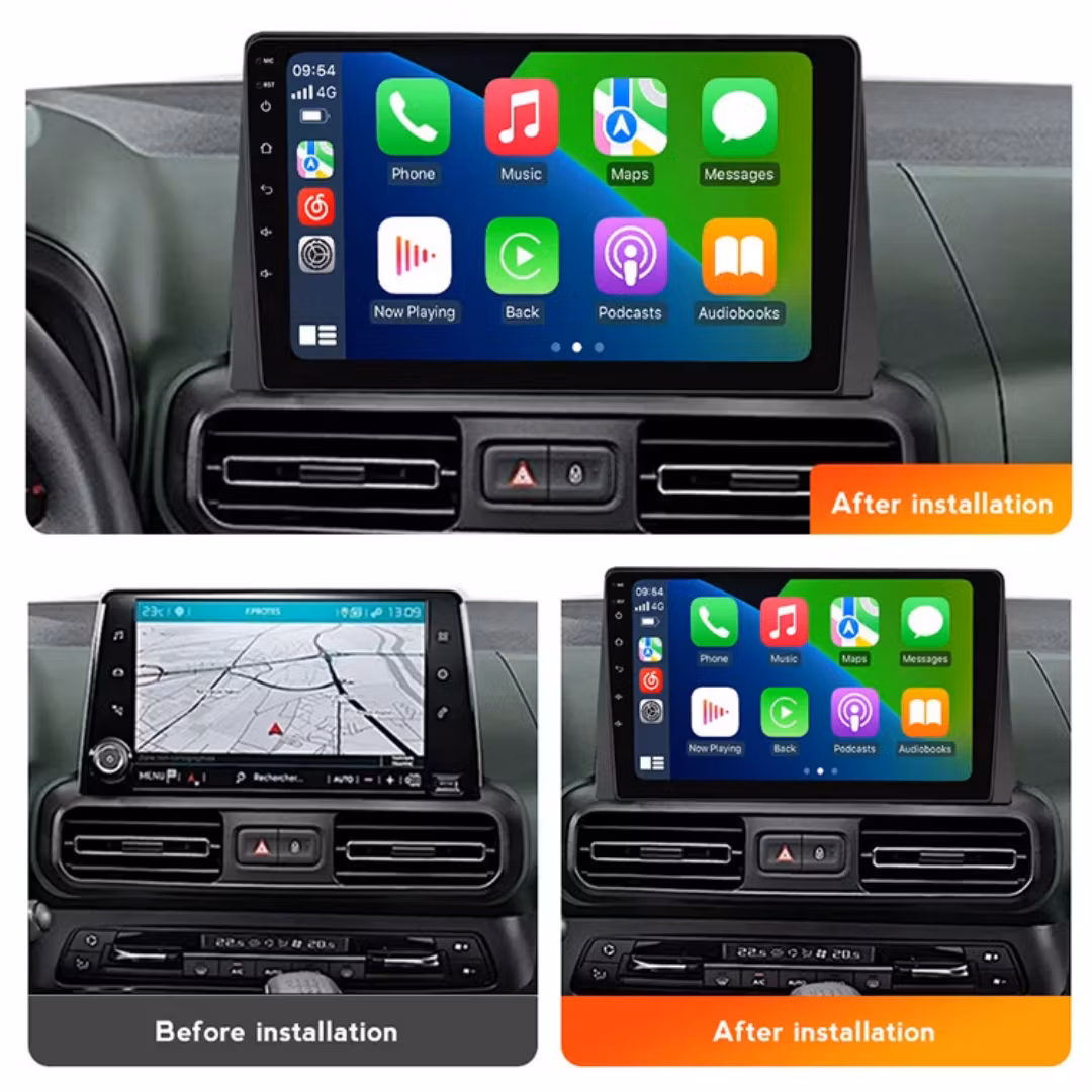 9"android 13. Bilstereo  Citroen Berlingo  ( 2018-2024)gps wifi carplay android auto blåtand rds Dsp RAM: 8GB,ROM: 256GB, 4G LTE