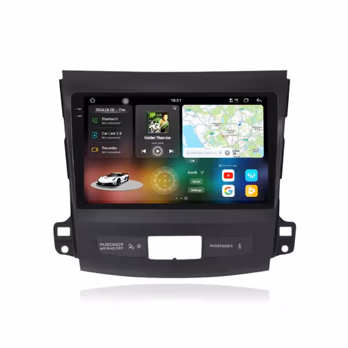 9" android 13 bilstereo Mitsubishi Outlander (2005--2011) gps wifi carplay android auto blåtand rds Dsp RAM:4GB  ROM: 64GB  4G LTE