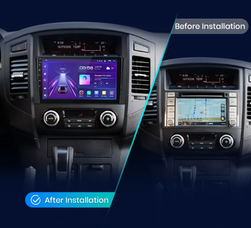 9"android 13,bilstereo Mitsubishi Pajero( 2006--2014) Gps wifi carplay android auto blåtand rds Dsp RAM : 4GB, ROM : 64GB, 4G LTE