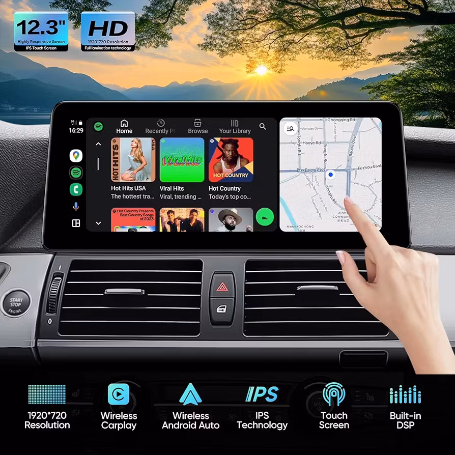 12.3 " android 12 bilstereo  BMW X5 E70 X6 E71 (2007-2010 ) CCC system   gps wifi carplay android auto  dsp RAM: 8GB, ROM: 128GB, 4G LTE