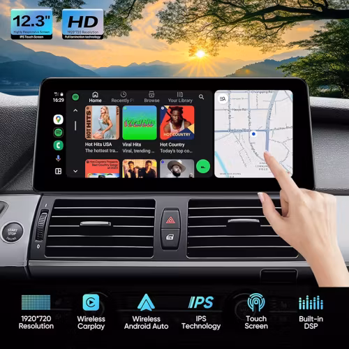 12.3 " android 12 bilstereo  BMW X5 E70 X6 E71 (2007-2010 ) CCC system   gps wifi carplay android auto  dsp RAM: 8GB, ROM: 128GB, 4G LTE
