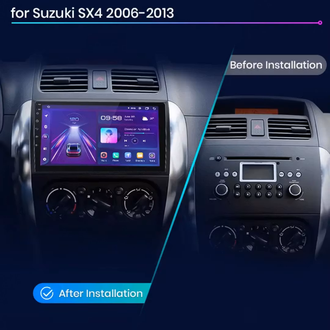 10" android 13. Bilstereo Suzuki SX4 ( 2006-2013) gps wifi carplay android auto blåtand rds Dsp RAM:6GB  Rom: 128GB, 4G LTE
