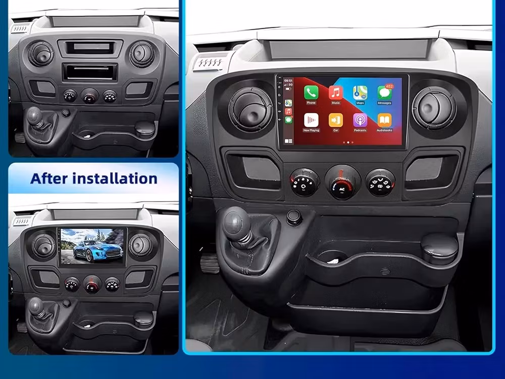 10,1" android 12 bilstereo  Renault Master ( 2010 --2021) gps wifi carplay android auto blåtand rds Dsp RAM: 8GB  ROM: 256GB, 4G LTE