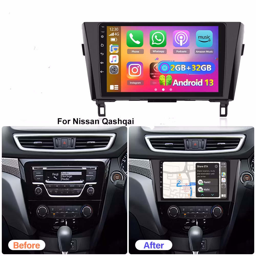10" android 12. Bilstereo Nissan Qashqai ( 2013--2017) gps wifi carplay android auto blåtand rds Dsp RAM :6GB,ROM :128GB, 4G LTE