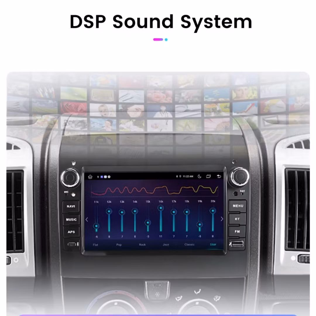 7" android 12. Bilstereo  Fiat Ducato ( 2012--2020) gps wifi carplay android auto blåtand rds Dsp RAM : 6GB  Rom : 128GB, 4G LTE
