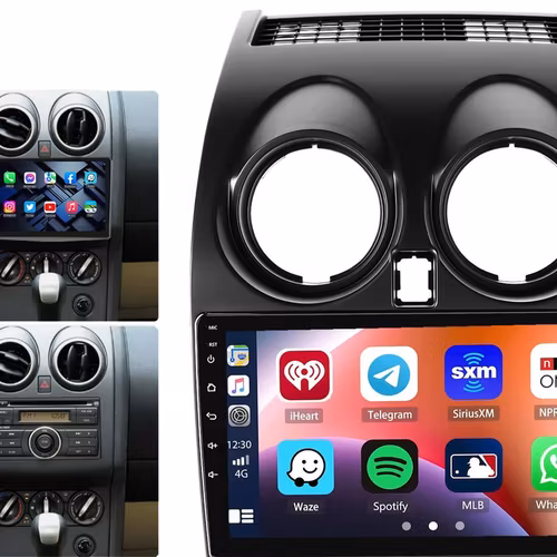 9"android 12,bilstereo  Nissan Qashqai ( 2006-2013) gps wifi carplay android auto blåtand rds Dsp RAM: 6GB, ROM: 128GB, 4G LTE