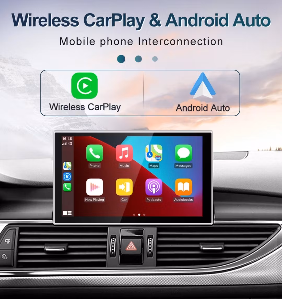 9" android 14, bilstereo Audi A6 (2012--2018) gps wifi carplay android auto blåtand rds Dsp RAM:6GB, ROM:128GB, 4G LTE