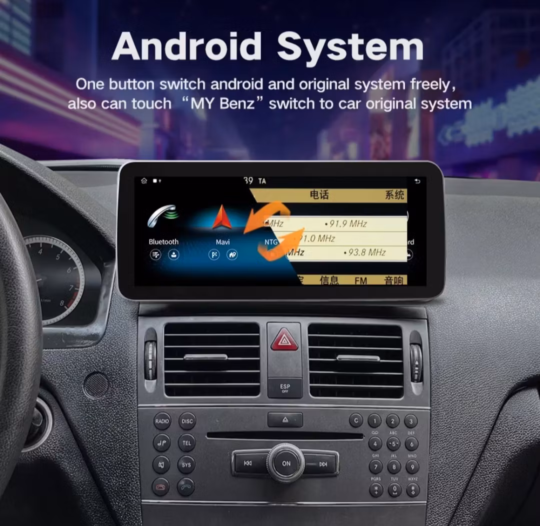 10,3" android 13, bilstereo Mercedes Benz Cw204, C180 , C200, C220 (2008--2014) NGT 4.0  GPS,bluetooth carplay android auto,Rds,dsp Ram: 8GB, Rom: 128GB, 4GLTE,Gratis backkamera