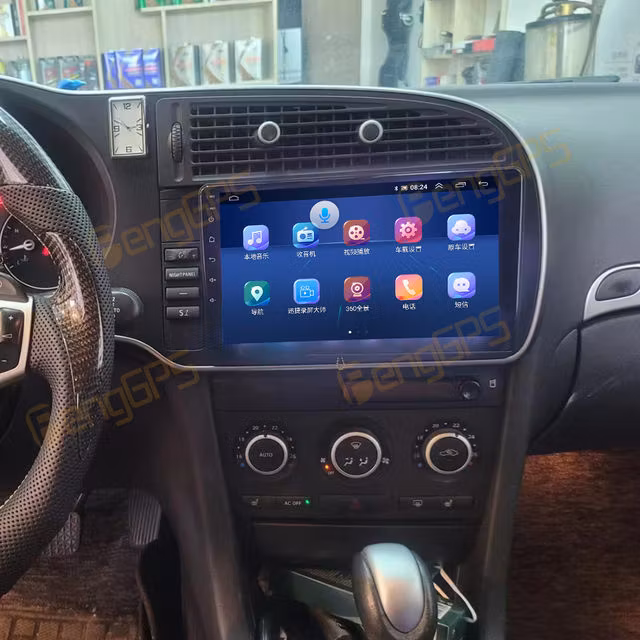 7tum android 14 , bilstereo  SAAB 9-3 (2007----2014) GPS WIFI carplay android auto blåtand rds Dsp RAM: 8GB , ROM:256GB ,4G LTE+GRATIS BACKKAMERA