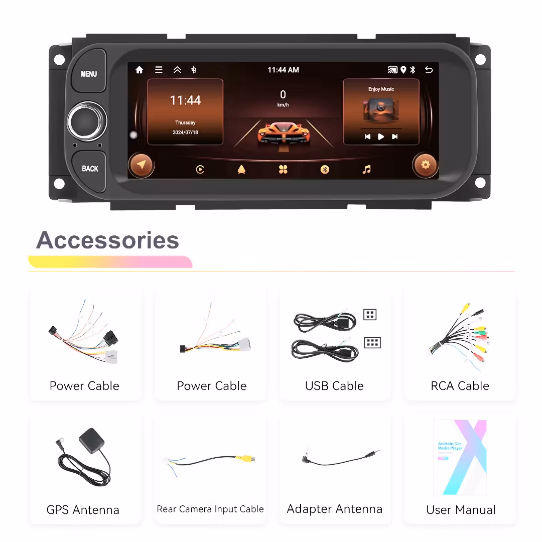 6,8" android 15 Bilstereo Dodge bilar( 2002---2006) gos,wifi,bluetooth, dsp ,carplay ,android auto,ram :2GB,Rom: 64GB + gratis backkamera