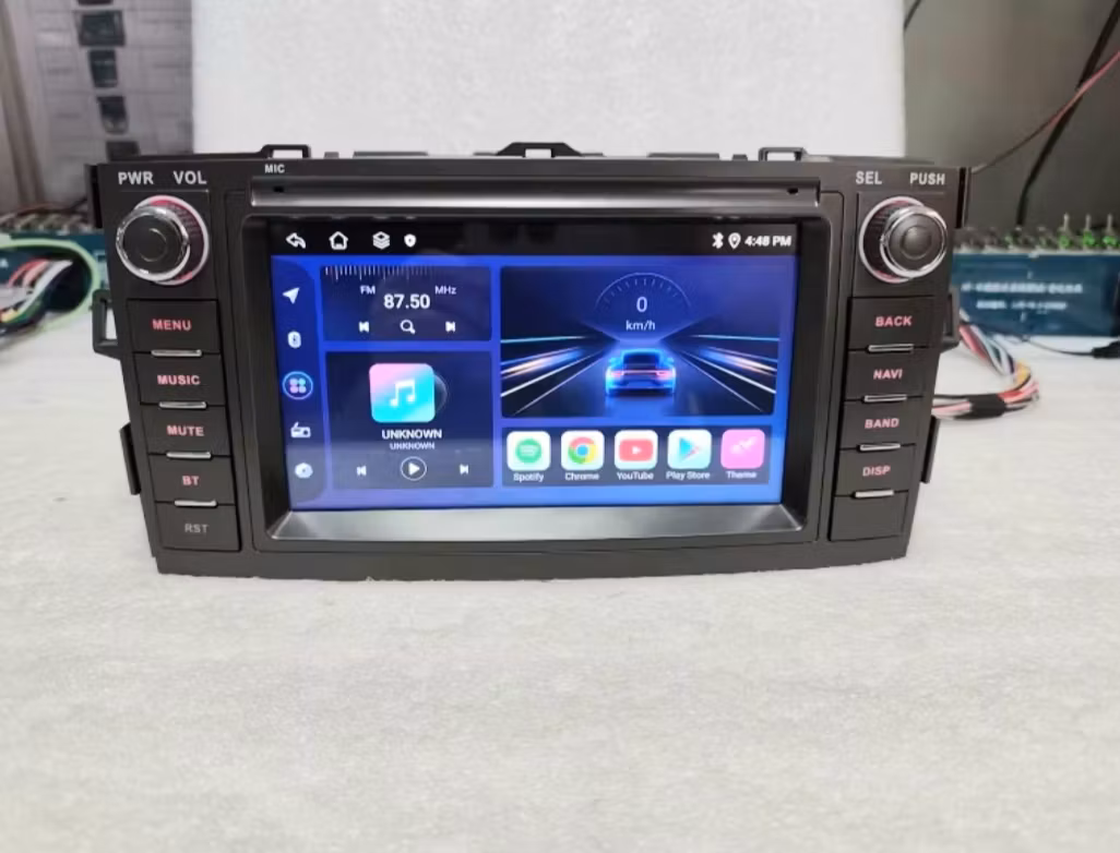7"android 14, bilstereo   Toyota  Auris ( 2007--2012) gps wifi carplay android auto blåtand rds Dsp RAM: 4GB, ROM:64GB, 4G LTE + Gratis backkamera