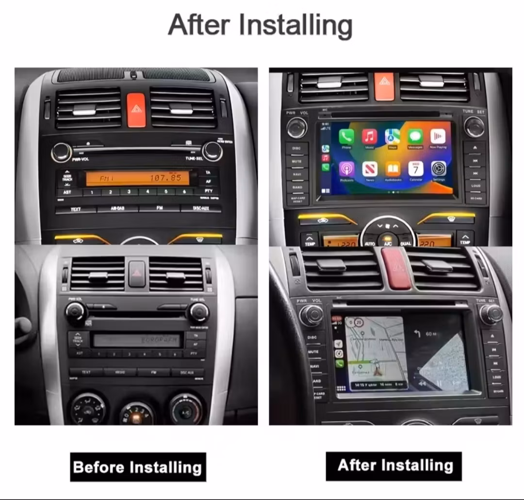 7"android 14, bilstereo   Toyota  Auris ( 2007--2012) gps wifi carplay android auto blåtand rds Dsp RAM: 4GB, ROM:64GB, 4G LTE + Gratis backkamera