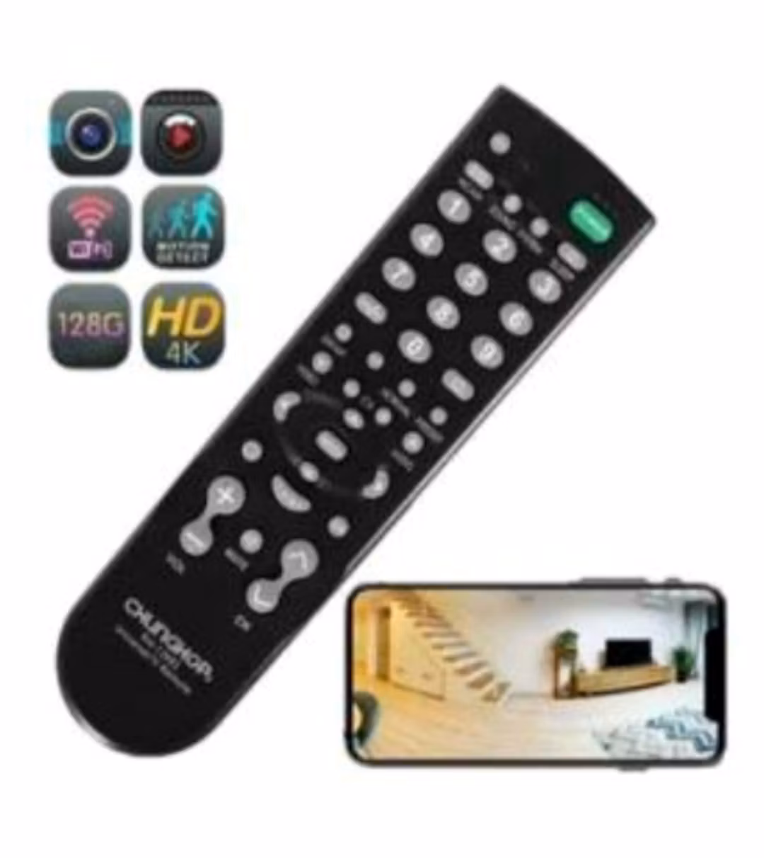 1080P trådlös WiFi TV-fjärrkontroll dold kamera 64GB,2000mAh