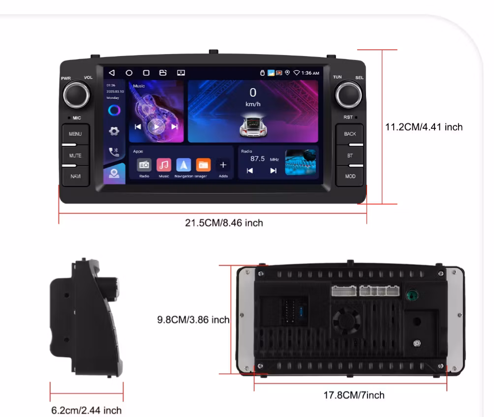 7" android 15 bilstereo Toyota   Corolla Altis E120  (2000--2006) gps, carplay,andrpid auto, rds, wifi Dsp, 4GB+ 64GB,Gratis backkamera,