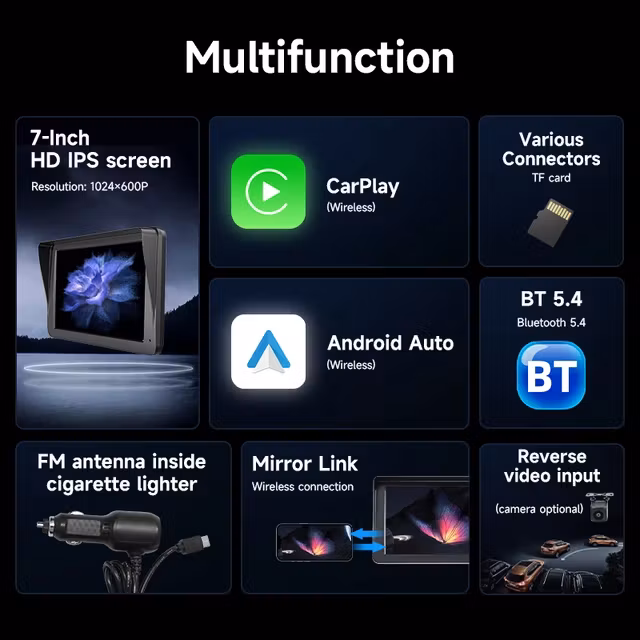 Kopia 7'' TFT pekskärm ,Dual Band WiFi-nätverk carplay android auto