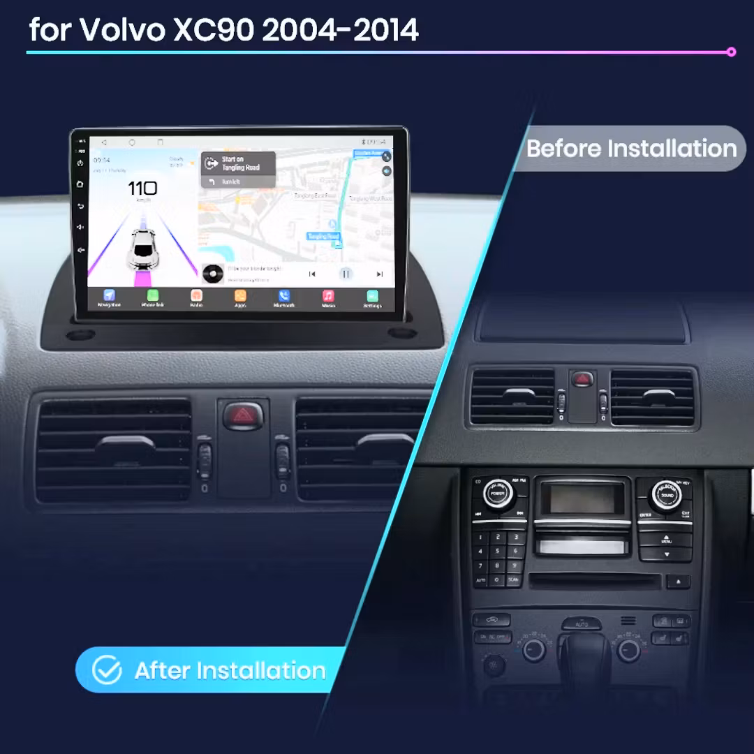 9" Android 14 Bilstereo för Volvo XC90 (2004–2014) – 8GB RAM, 256GB ROM, CarPlay, Android Auto, GPS & Gratis 360° Kamera