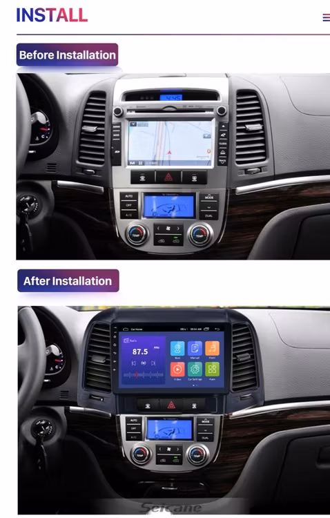 9"android  10,bilstereo Hyundai santafe (2005--2012) gps, wifi,32GB,dsp,carplay  android  auto ,4GSIM