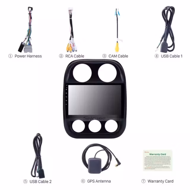 Android 10, bilstereo Jeep compass (2010--2016)