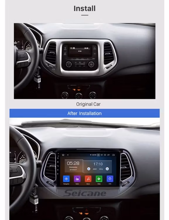Android 11, bilstereo Jeep cherokee 5 (2014--2018) gps wifi carplay android auto blåtand  32gb 4G WiFi-modul