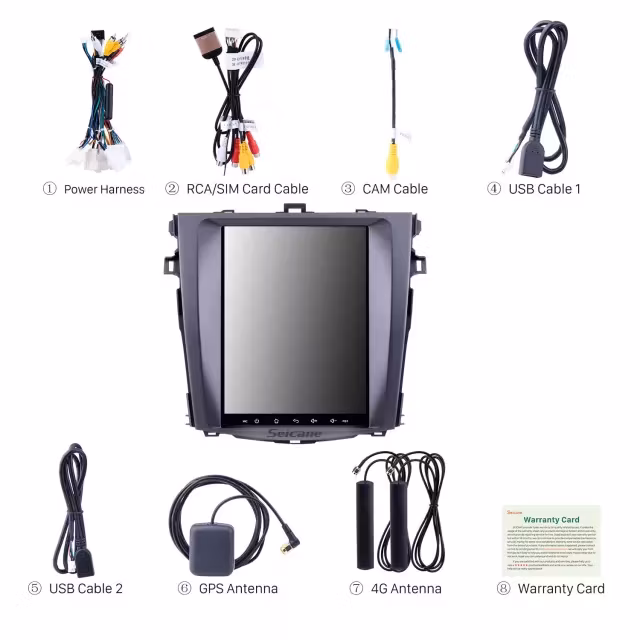 9.7" android 10, bilstereo Toyota Corolla (2006--2012) wifi, 32GB, blåtand, 4G-